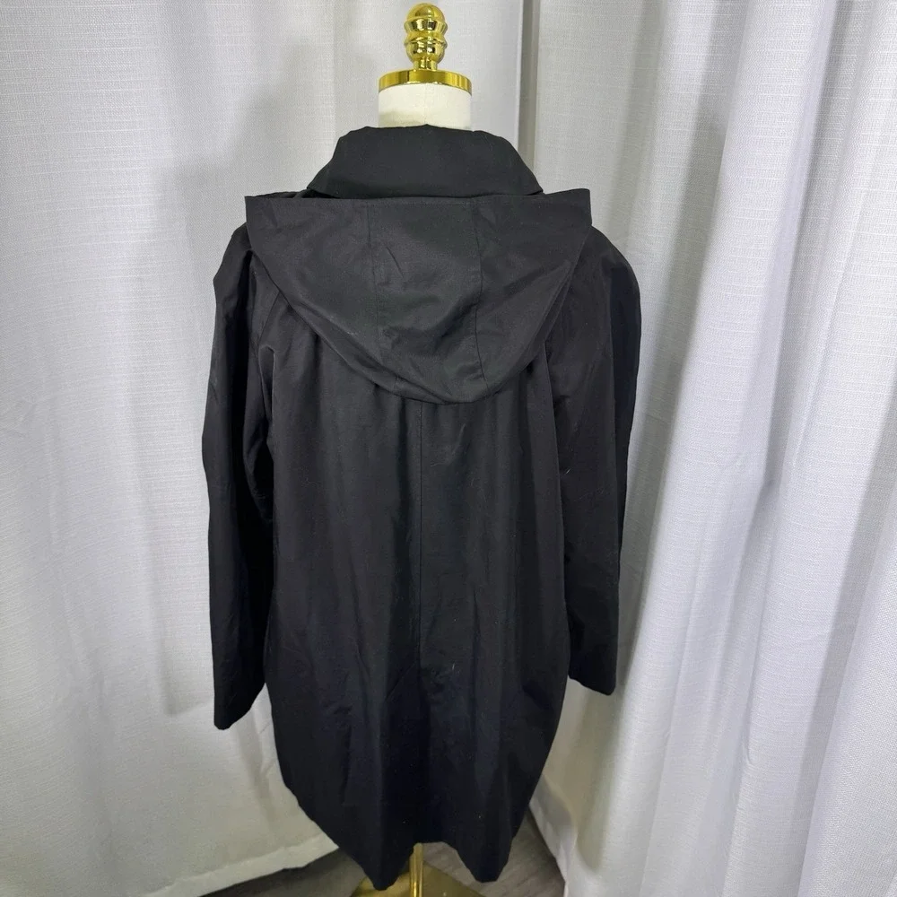 London Fog Hooded Trench Rain Coat Classic Black Womens XXL - Picture 3 of 16